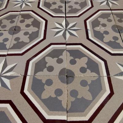 A small c.2.5m2 to 5.7m2 Boch Freres ceramic floor c.1900 