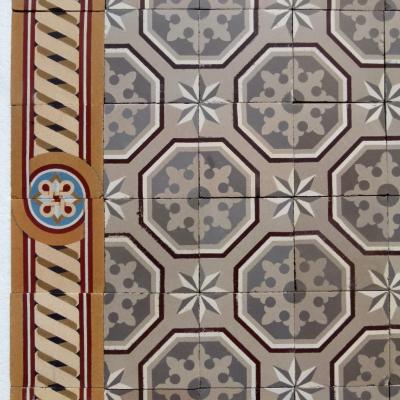 A large c.20m2+ / 225 sq ft Boch Freres ceramic floor c.1900 