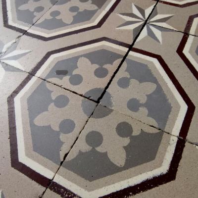 A small c.2.5m2 to 5.7m2 Boch Freres ceramic floor c.1900 