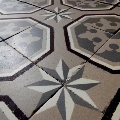 A small c.2.5m2 to 5.7m2 Boch Freres ceramic floor c.1900 