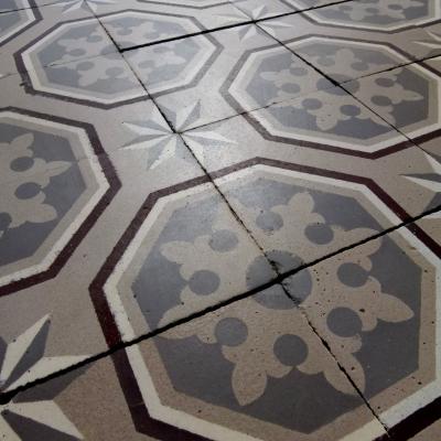 A large c.20m2+ / 225 sq ft Boch Freres ceramic floor c.1900 