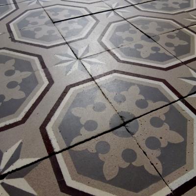 A small c.2.5m2 to 5.7m2 Boch Freres ceramic floor c.1900 