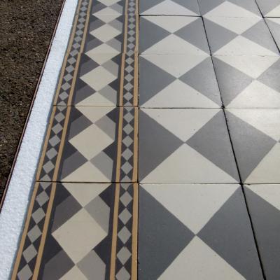 +/- 15m2 Antique French Damier Hallway floor with original borders 