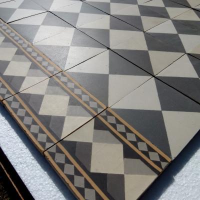 +/- 15m2 Antique French Damier Hallway floor with original borders 