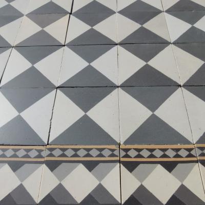 +/- 15m2 Antique French Damier Hallway floor with original borders 