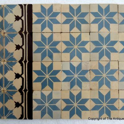 14m2-16m2+ of antique Perrusson ceramic encaustic tiles - early 20th century