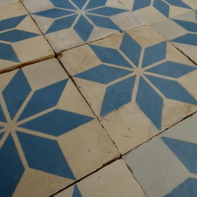 14m2-16m2+ of antique Perrusson ceramic encaustic tiles - early 20th century