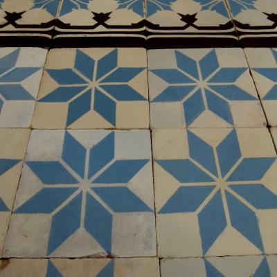 14m2-16m2+ of antique Perrusson ceramic encaustic tiles - early 20th century