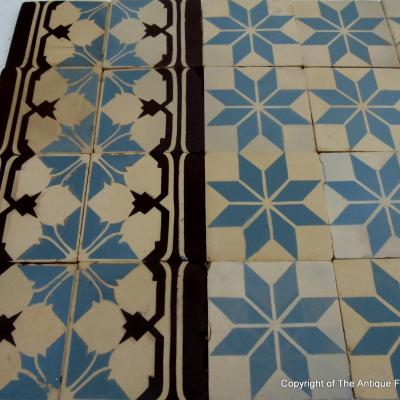 14m2-16m2+ of antique Perrusson ceramic encaustic tiles - early 20th century