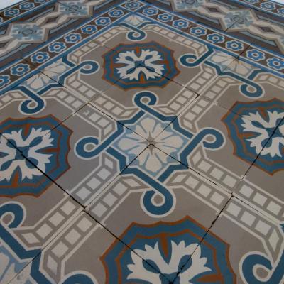 15m2 Antique Belgian ceramic encaustic floor - early 20th century