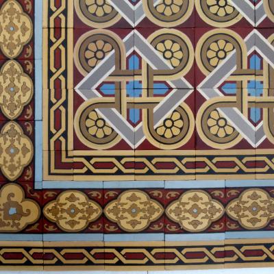 22.75m2 Fine antique Boch Freres ceramic floor - beautiful symmetry - c.1850 - 1860