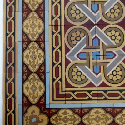 22.75m2 Fine antique Boch Freres ceramic floor - beautiful symmetry - c.1850 - 1860