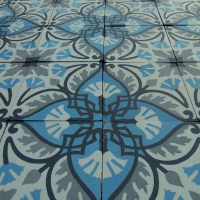 Large Belgian antique ceramic encaustic Ste Ghislaine floor