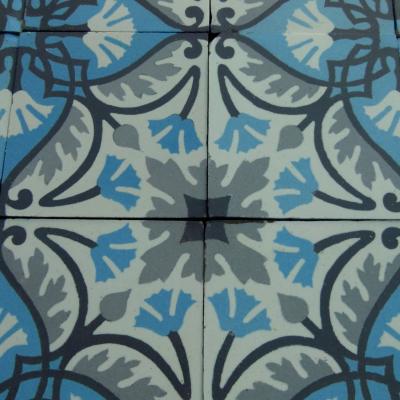 Large Belgian antique ceramic encaustic Ste Ghislaine floor