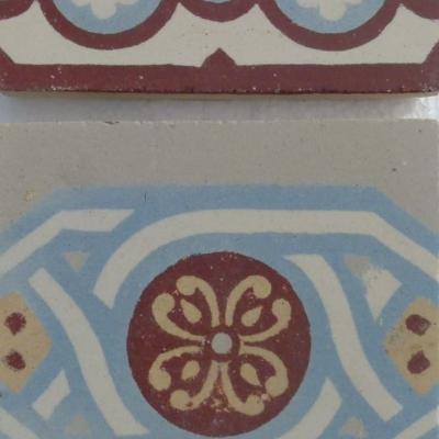 Beautiful period French ceramic encaustic floor with original triple border tiles