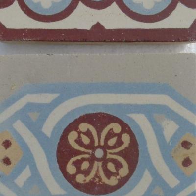 23.5m2 antique French ceramic encaustic floor with triple borders