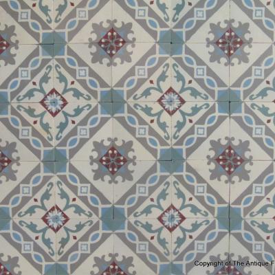 Beautiful period French ceramic encaustic floor with original triple border tiles