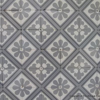 12.25m2 of classical Paray Le Monial antique French ceramic tiles c.1900