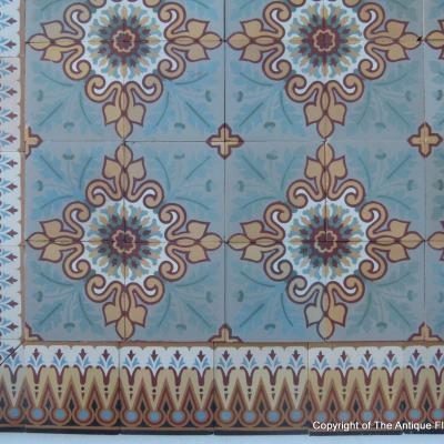 15.5m2 antique French Douzies Maubeuge ceramic tiles c.1900