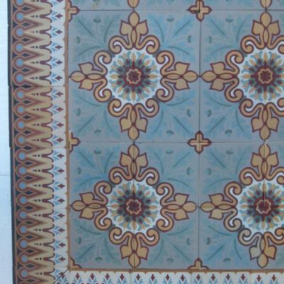 15.5m2 antique French Douzies Maubeuge ceramic tiles c.1900
