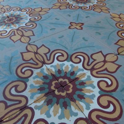 15.5m2 antique French Douzies Maubeuge ceramic tiles c.1900