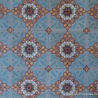 15.5m2 antique French Douzies Maubeuge ceramic tiles c.1900