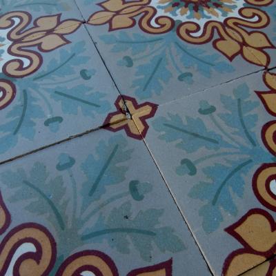 15.5m2 antique French Douzies Maubeuge ceramic tiles c.1900