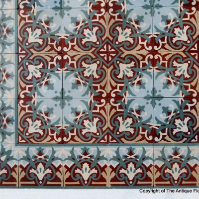 6.7m2 ornate ceramic French floor with original borders c.1915-1920