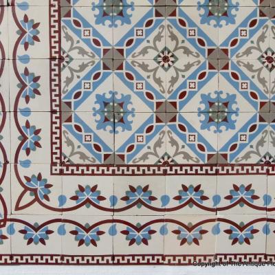 8m2 antique French ceramic with back to back borders 