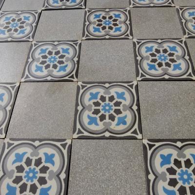 1930’s French ceramic floor with ornate double border