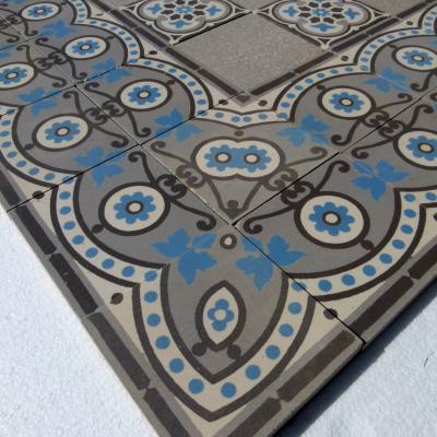 1930’s French ceramic floor with ornate double border