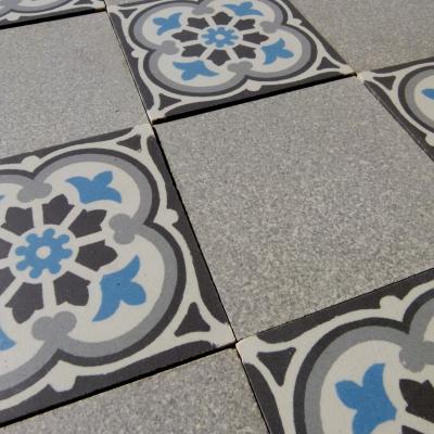 1930’s French ceramic floor with ornate double border