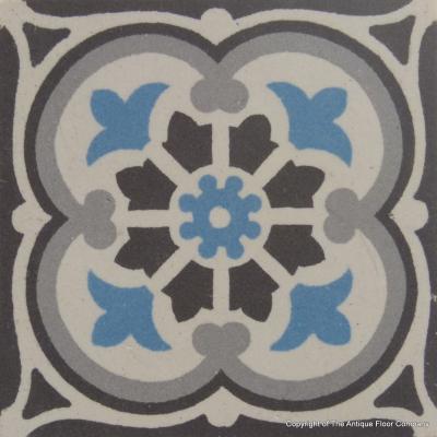 1930’s French ceramic floor with ornate double border