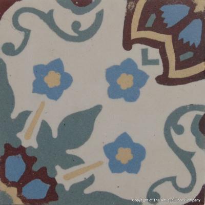 Pretty antique ceramic French floor with triple borders c.1900-1920