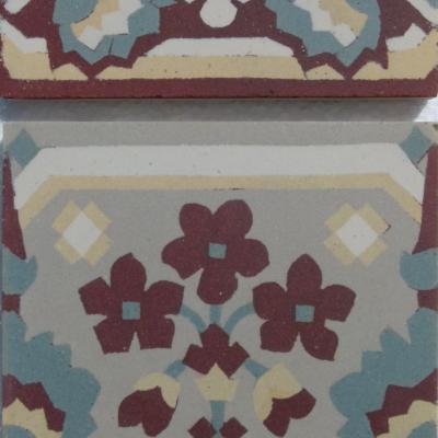 Pretty antique ceramic French floor with triple borders c.1900-1920