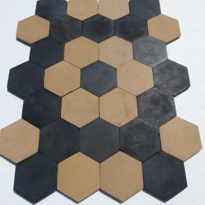 15m2+ / 160 sq ft of antique ceramic black and cream hexagon tiles c.1915-1920