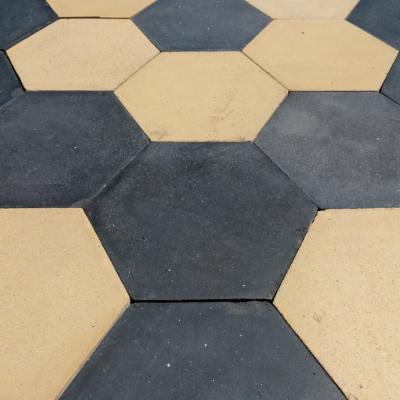 15m2+ / 160 sq ft of antique ceramic black and cream hexagon tiles c.1915-1920