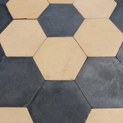 15m2+ / 160 sq ft of antique ceramic black and cream hexagon tiles c.1915-1920