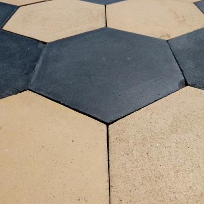 15m2+ / 160 sq ft of antique ceramic black and cream hexagon tiles c.1915-1920