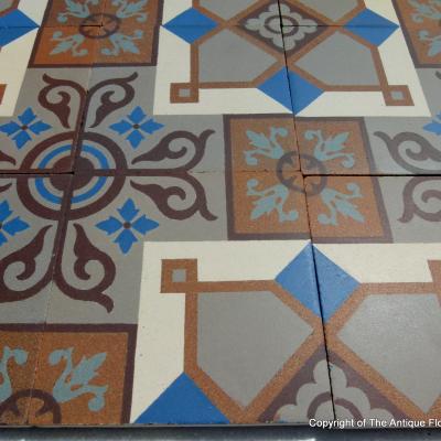 18.75m2 / 200 sq ft antique Belgian ceramic floor with double borders