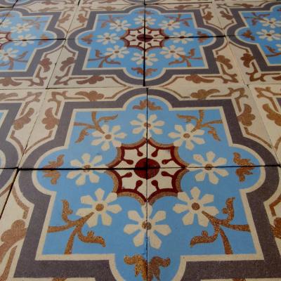 c.14m2 Antique Boch Freres ceramic encaustic floor 