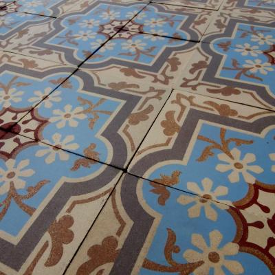 c.14m2 Antique Boch Freres ceramic encaustic floor 