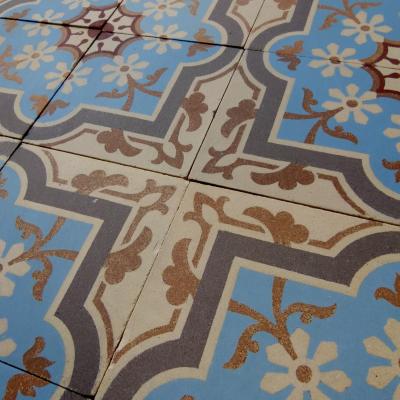 c.14m2 Antique Boch Freres ceramic encaustic floor 