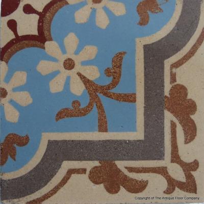 c.14m2 Antique Boch Freres ceramic encaustic floor 