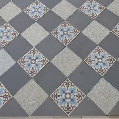 17m2+ antique ceramic French damier floor with single border frame