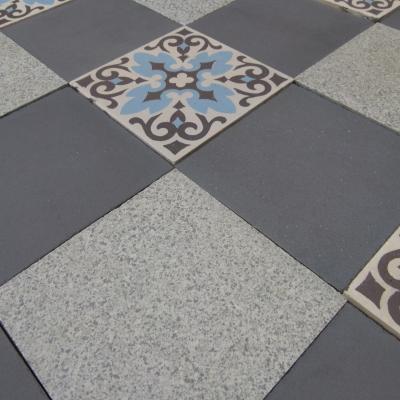 17m2+ antique ceramic French damier floor with single border frame