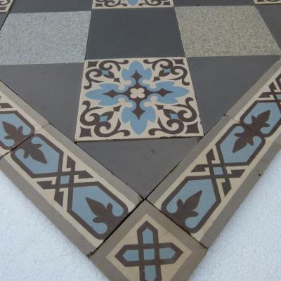 17m2+ antique ceramic French damier floor with single border frame