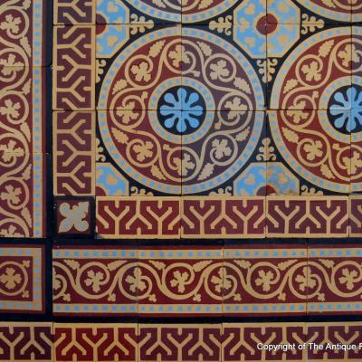 8m2 to 9m2 antique French ceramic encaustic floor with triple borders 