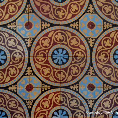 8m2 to 9m2 antique French ceramic encaustic floor with triple borders 