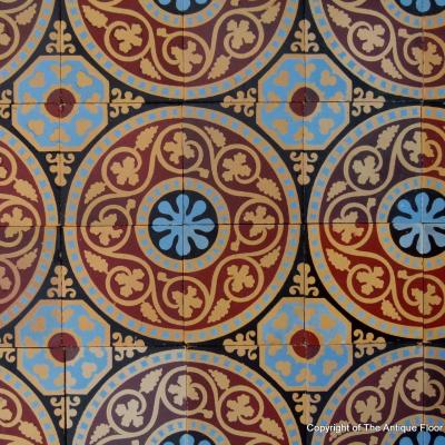 8m2 to 9m2 antique French ceramic encaustic floor with triple borders 